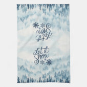 Aquarel kerstbomen laten het sneeuwen theedoek (Verticaal)