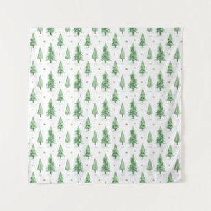 Aquarel Kerstbomen Naadloos Patroon Wandkleed