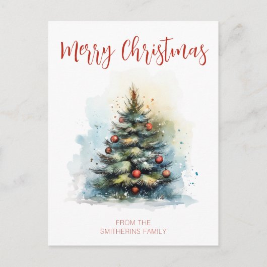 Aquarel kerstboom briefkaart (Voorkant)