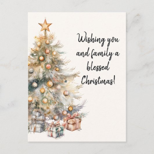 Aquarel kerstboom Briefkaart (Voorkant)