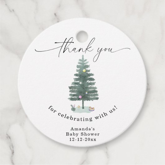 Aquarel kerstboom Dank je Bedankjes Labels (Voorkant)