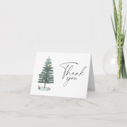 Aquarel kerstboom Dank je Bedankkaart (Voorkant)