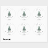 Aquarel Kerstboom Dank je Ronde Sticker (Vel)