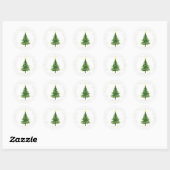 Aquarel kerstboom en ster ronde sticker (Vel)