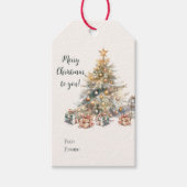 Aquarel Kerstboom Gift Label Cadeaulabel (Voorkant)