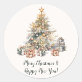 Aquarel Kerstboom Gift Sticker (Voorkant)