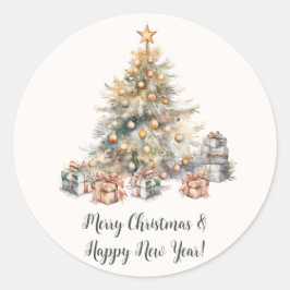 Aquarel Kerstboom Gift Sticker