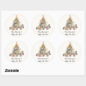 Aquarel Kerstboom Gift Sticker (Vel)