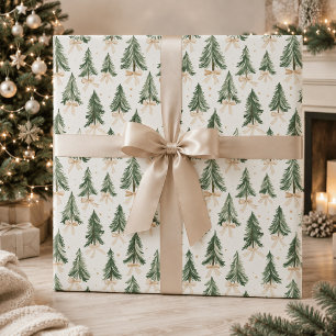 Aquarel Kerstboom Inpakpapier