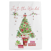 Aquarel kerstboom medium cadeauzakje (Achterkant)