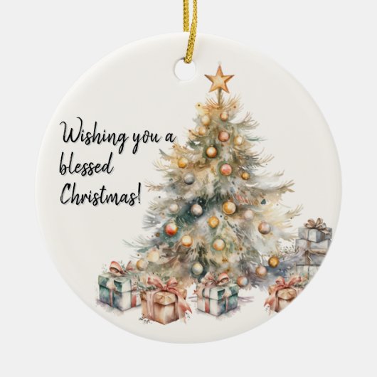 Aquarel kerstboom Ornament (Voorkant)