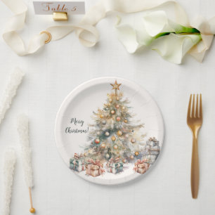 Aquarel Kerstboom Papier Borden Papieren Bordje