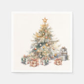 Aquarel Kerstboom Papier servetten (Voorkant)