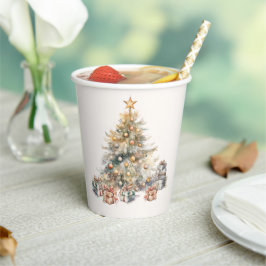 Aquarel kerstboom papieren bekers