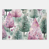 Aquarel kerstboom roze Paarse groen Inpakpapier Vel (Voorkant 3)