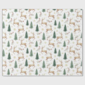 Aquarel Kerstbos, Rendieren, Bessen Cadeaupapier (Vlak)