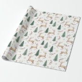 Aquarel Kerstbos, Rendieren, Bessen Cadeaupapier (Uitgerold)