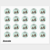 Aquarel Kerstcadeaus Ronde Sticker (Vel)