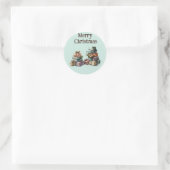 Aquarel Kerstcadeaus Ronde Sticker (Tas)