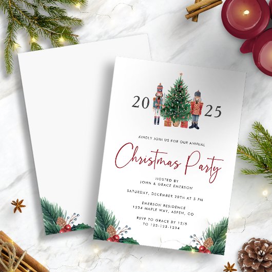 Aquarel Kerstfeest Uitnodiging