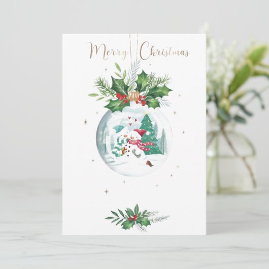 Aquarel Kerstfeest Uitnodiging (Staand voorkant)