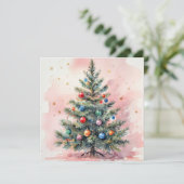 Aquarel kerstkaart. feestdagenkaart (Staand voorkant)