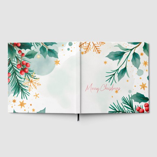 Aquarel Kerstmis Gastboek – Vakantie Gastenboek (Volledig)