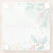 Aquarel Kerstmis Glas Onderlegger – Elegant Glazen Onderzetter (Achterkant)