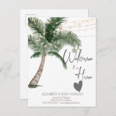 Aquarel Kerstpalm, Hart Aankondiging (Voorkant / Achterkant)