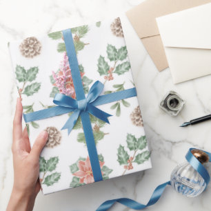 Aquarel kerstpatroon cadeaupapier