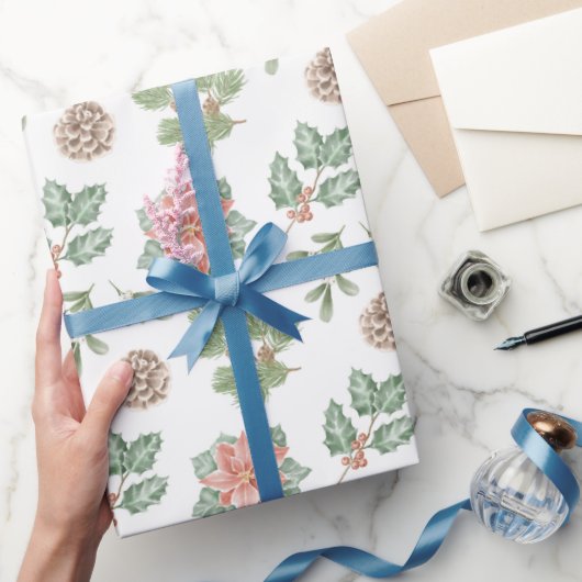 Aquarel kerstpatroon cadeaupapier (Geschenken)
