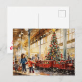 Aquarel Kersttrein Warenhuis herinnering Briefkaart (Voorkant / Achterkant)