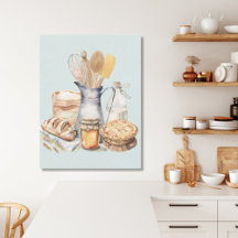 Aquarel Keuken Gereedschap Bakbenodigdheden Brood