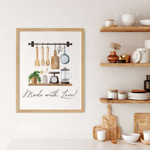 Aquarel Keuken Gereedschap Kookcitaat Poster