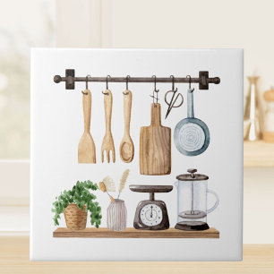 Aquarel Keuken Gereedschap Tegeltje