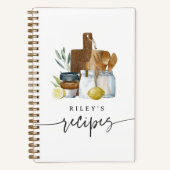 Aquarel Keukenbenodigdheden Persoonlijk Recept Notitieboek (Voorkant)