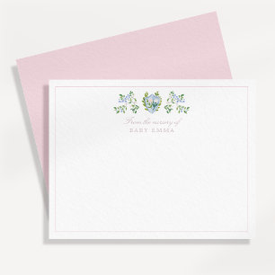 Aquarel kinderkamer bloemenkroon notitiekaart kaart