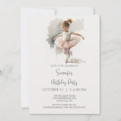 Aquarel Kleine Ballerina Uitnodiging (Voorkant)