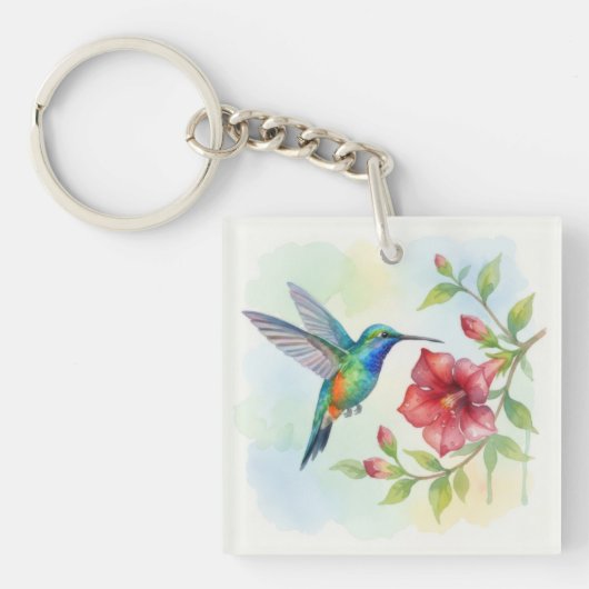 Aquarel Kleine Kolibrie Sleutelhanger (Voorkant)