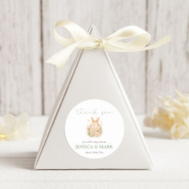 Aquarel Kleine Konijn Baby Shower Bedankt Ronde Sticker
