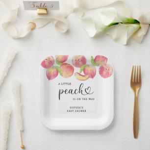 Aquarel Kleine perzik is op komst baby shower Papieren Bordje