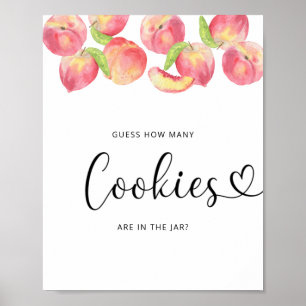 Aquarel kleine perzik raad hoeveel koekjes poster