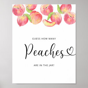 Aquarel kleine perzik raad hoeveel perziken poster