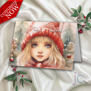 Aquarel Kleine Winterfee Vakantie Kaart