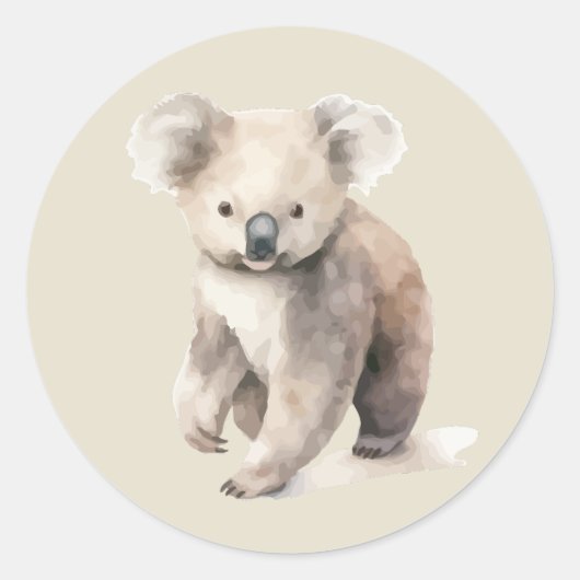 Aquarel Koala Australisch Wild Dier Kunst Ronde Sticker (Voorkant)