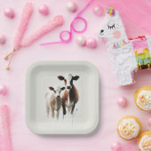 Aquarel Koeien Minimal Landelijke Bruiloft Papieren Bordje (Feest)