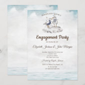 Aquarel Kokmeeuwen Beach Bruiloft Kaart (Voorkant / Achterkant)