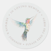 Aquarel Kolibrie Rouwherdenking  Ronde Sticker (Voorkant)