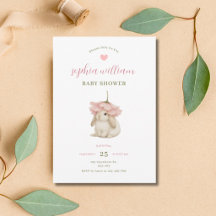 Aquarel Konijn Baby Shower Uitnodiging
