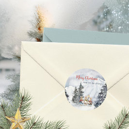 Aquarel Konijn Carolers Cottagecore Ronde Sticker